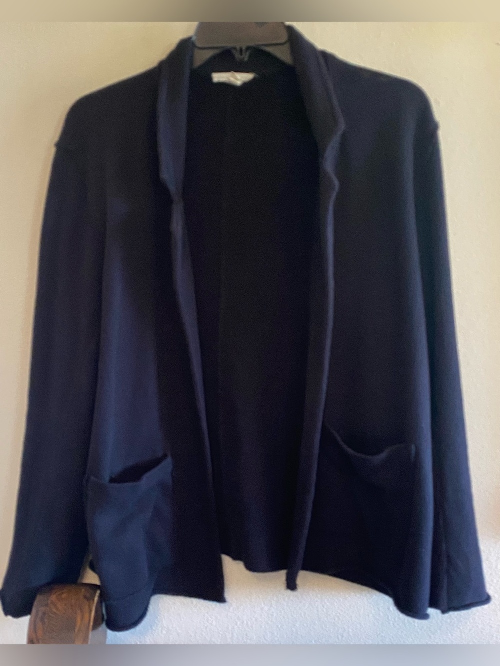 Eileen Fisher French Terry Organic Cotton Black Jacket - Picture 2 of 8